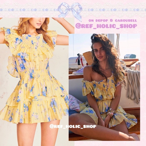 LoveShackFancy Fatima Mini Dress, Sunshine Garden - Picture 2 of 12